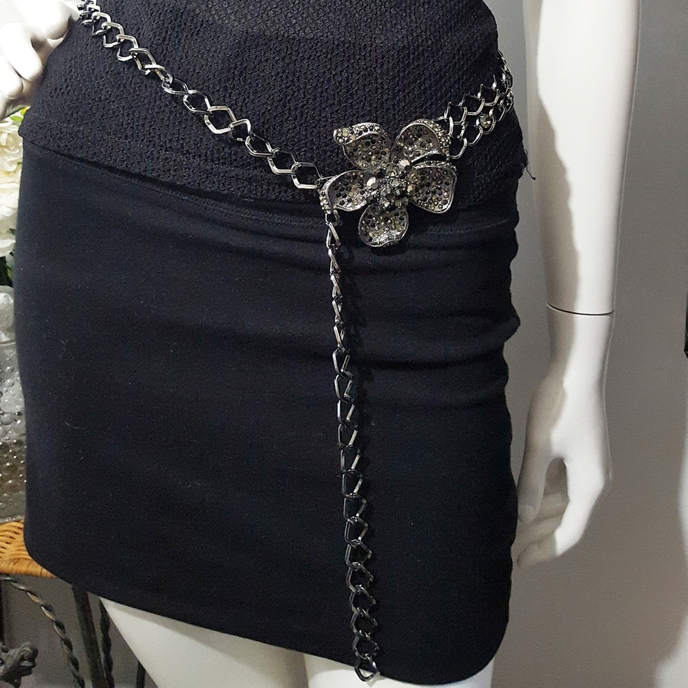 Y2K Chain Belt💖Chunky Link Chain Flower Waist Belt🌺Rehinestones